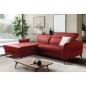 Canapé d'angle convertible en cuir italien luxe 5 places, MANZONI, coffre, rouge foncé, angle gauche Canapé d'angle convertible en cuir italien luxe 5 places, MANZONI, coffre, rouge foncé, angle gauche