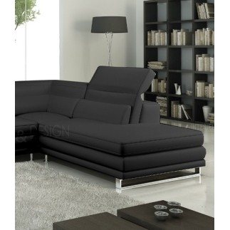 Canapé d'angle ITALIA en cuir haut de gamme italien vachette Vénésetti Cuir Prestige luxe Noir Angle à droit vu de face - Vénése