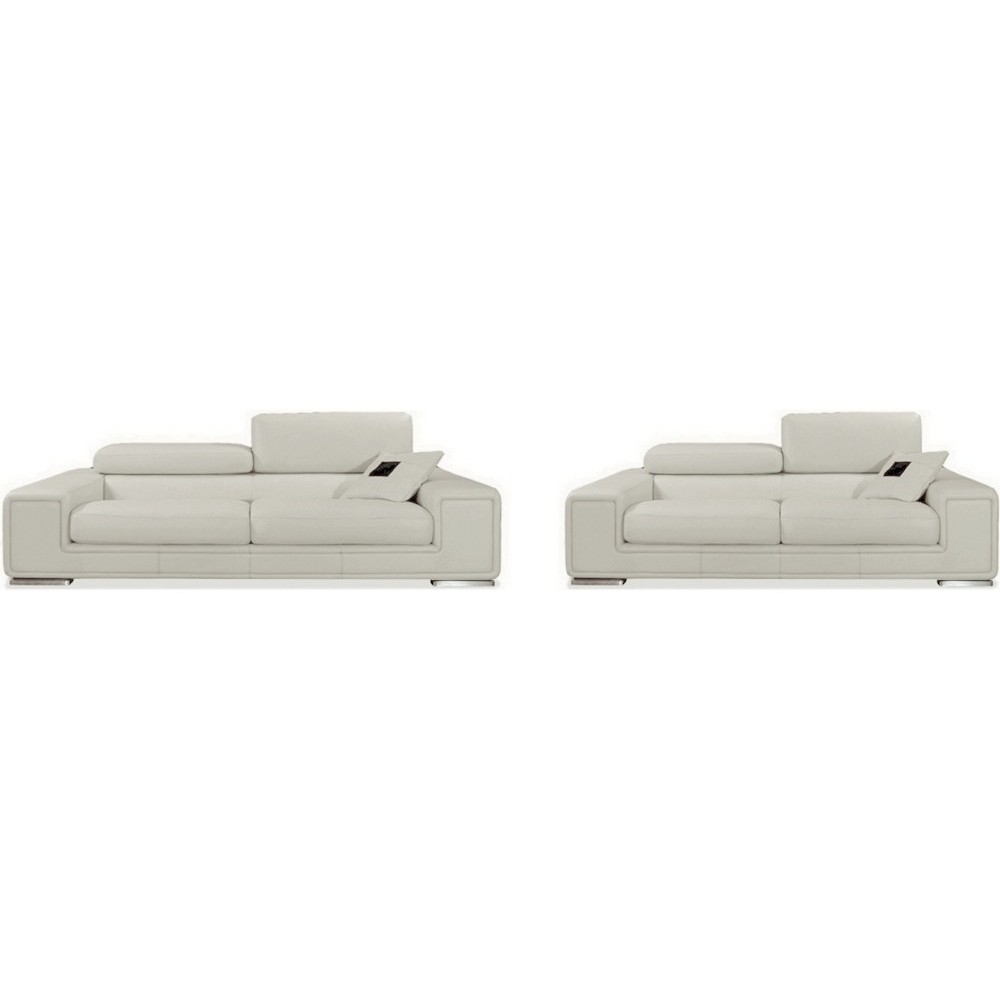 Acompte de la commande : Ensemble GENEVA 2 pièces: canapé 3 places + 2 places en cuir luxe italien vachette, blanc, total de la