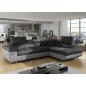 2eme paiement commande : Canapé d'angle convertible en tissu velours luxe 5 places, avec coffre, gris foncé / gris clair, angle