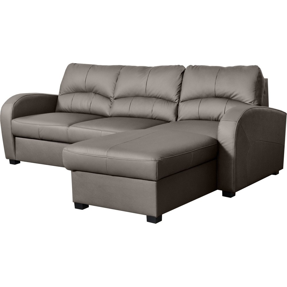 Canapé d'angle convertible en cuir de luxe italien , 4 places VALINO, taupe, angle droit