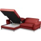 Canapé d'angle convertible en cuir italien luxe 5 places, MANZONI, coffre, rouge foncé, angle gauche Canapé d'angle convertible en cuir italien luxe 5 places, MANZONI, coffre, rouge foncé, angle gauche