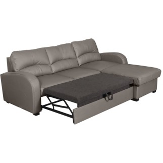Canapé d'angle convertible en cuir de luxe italien , 4 places VALINO, taupe, angle droit