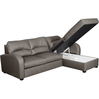 Canapé d'angle convertible en cuir de luxe italien , 4 places VALINO, taupe, angle droit