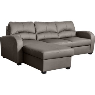 Canapé d'angle convertible - cuir luxe italien, 4 places VALINO, taupe, angle gauche