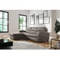 Canapé d'angle convertible - cuir luxe italien, 4 places VALINO, taupe, angle gauche