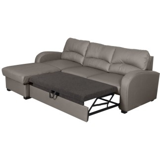 Canapé d'angle convertible - cuir luxe italien, 4 places VALINO, taupe, angle gauche