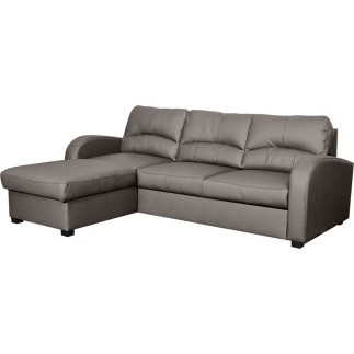 Canapé d'angle convertible - cuir luxe italien, 4 places VALINO, taupe, angle gauche