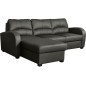 Canapé d'angle convertible - cuir luxe italien, 4 places VALINO, gris foncé, angle gauche