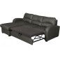 Canapé d'angle convertible - cuir luxe italien, 4 places VALINO, gris foncé, angle gauche