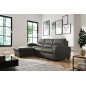 Canapé d'angle convertible - cuir luxe italien, 4 places VALINO, gris foncé, angle gauche