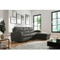 Canapé d'angle convertible en cuir de luxe italien , 4 places VALINO, gris foncé, angle droit