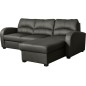 Canapé d'angle convertible en cuir de luxe italien , 4 places VALINO, gris foncé, angle droit