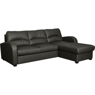 Canapé d'angle convertible en cuir de luxe italien , 4 places VALINO, gris foncé, angle droit