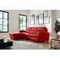 Canapé d'angle convertible - cuir luxe italien, 4 places VALINO, rouge, angle gauche