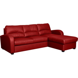 Canapé d'angle convertible - cuir luxe italien, 4 places VALINO, rouge, angle gauche