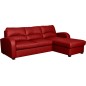 Canapé d'angle convertible - cuir luxe italien, 4 places VALINO, rouge, angle gauche