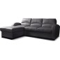 Canapé d'angle convertible - cuir luxe italien, 4 places VALINO, noir, angle gauche