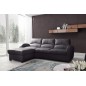 Canapé d'angle convertible - cuir luxe italien, 4 places VALINO, noir, angle gauche