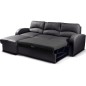Canapé d'angle convertible - cuir luxe italien, 4 places VALINO, noir, angle gauche