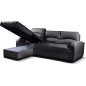Canapé d'angle convertible - cuir luxe italien, 4 places VALINO, noir, angle gauche