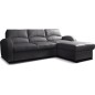 Canapé d'angle convertible en cuir de luxe italien , 4 places VALINO, noir, angle droit