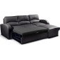 Canapé d'angle convertible en cuir de luxe italien , 4 places VALINO, noir, angle droit