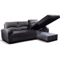 Canapé d'angle convertible en cuir de luxe italien , 4 places VALINO, noir, angle droit