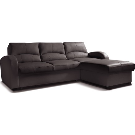 Canapé d'angle convertible en cuir de luxe italien , 4 places VALINO, chocolat, angle droit