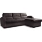 Canapé d'angle convertible en cuir de luxe italien , 4 places VALINO, chocolat, angle droit