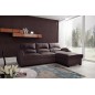Canapé d'angle convertible en cuir de luxe italien , 4 places VALINO, chocolat, angle droit