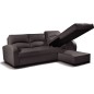 Canapé d'angle convertible en cuir de luxe italien , 4 places VALINO, chocolat, angle droit