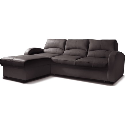 Canapé d'angle convertible - cuir luxe italien, 4 places VALINO, chocolat, angle gauche