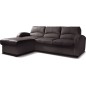 Canapé d'angle convertible - cuir luxe italien, 4 places VALINO, chocolat, angle gauche
