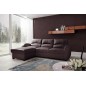 Canapé d'angle convertible - cuir luxe italien, 4 places VALINO, chocolat, angle gauche