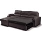Canapé d'angle convertible - cuir luxe italien, 4 places VALINO, chocolat, angle gauche