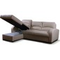 Canapé d'angle convertible - cuir luxe italien, 4 places VALINO, beige, angle gauche