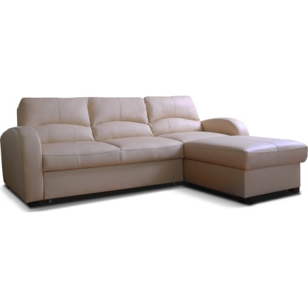 Canapé d'angle convertible en cuir de luxe italien , 4 places VALINO, beige, angle droit