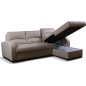 Canapé d'angle convertible en cuir de luxe italien , 4 places VALINO, beige, angle droit