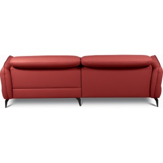 Canapé d'angle convertible en cuir italien luxe 5 places, MANZONI, coffre, rouge foncé, angle droit