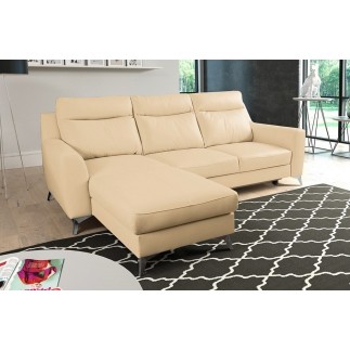 2eme paiement commande Canapé d'angle convertible en cuir italien de luxe 5/6 places GIANNI avec coffre, beige, angle gauche, to