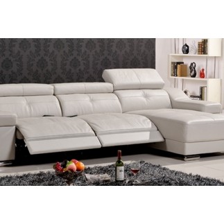 Canapé d'angle double relax en cuir EPAIS de buffle italien de luxe 5 places BiRELAX, gris foncé, angle droit, 2 relax électriqu