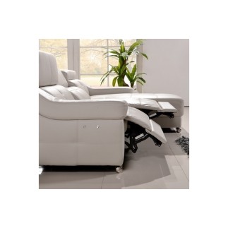 Canapé d'angle double relax en cuir EPAIS de buffle italien de luxe 5 places BiRELAX, gris foncé, angle droit, 2 relax électriqu