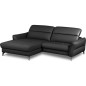 Canapé d'angle convertible en cuir italien luxe 5 places, MANZONI, coffre, noir, angle gauche Canapé d'angle convertible en cuir italien luxe 5 places, MANZONI, coffre, noir, angle gauche
