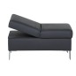 Pouf-banquette assise réglable, en cuir italien haut de gamme vachette, Monori, noir