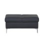 Pouf-banquette assise réglable, en cuir italien haut de gamme vachette, Monori, noir