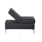 Pouf-banquette assise réglable, en cuir italien haut de gamme vachette, Monori, noir