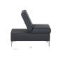 Pouf-banquette assise réglable, en cuir italien haut de gamme vachette, Monori, noir