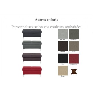 Pouf-banquette assise réglable, en cuir italien haut de gamme vachette, Monori, couleur personnalisée