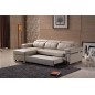 Canapé d'angle convertible - en cuir buffle italien 5 places, ALLURE, beige, angle gauche